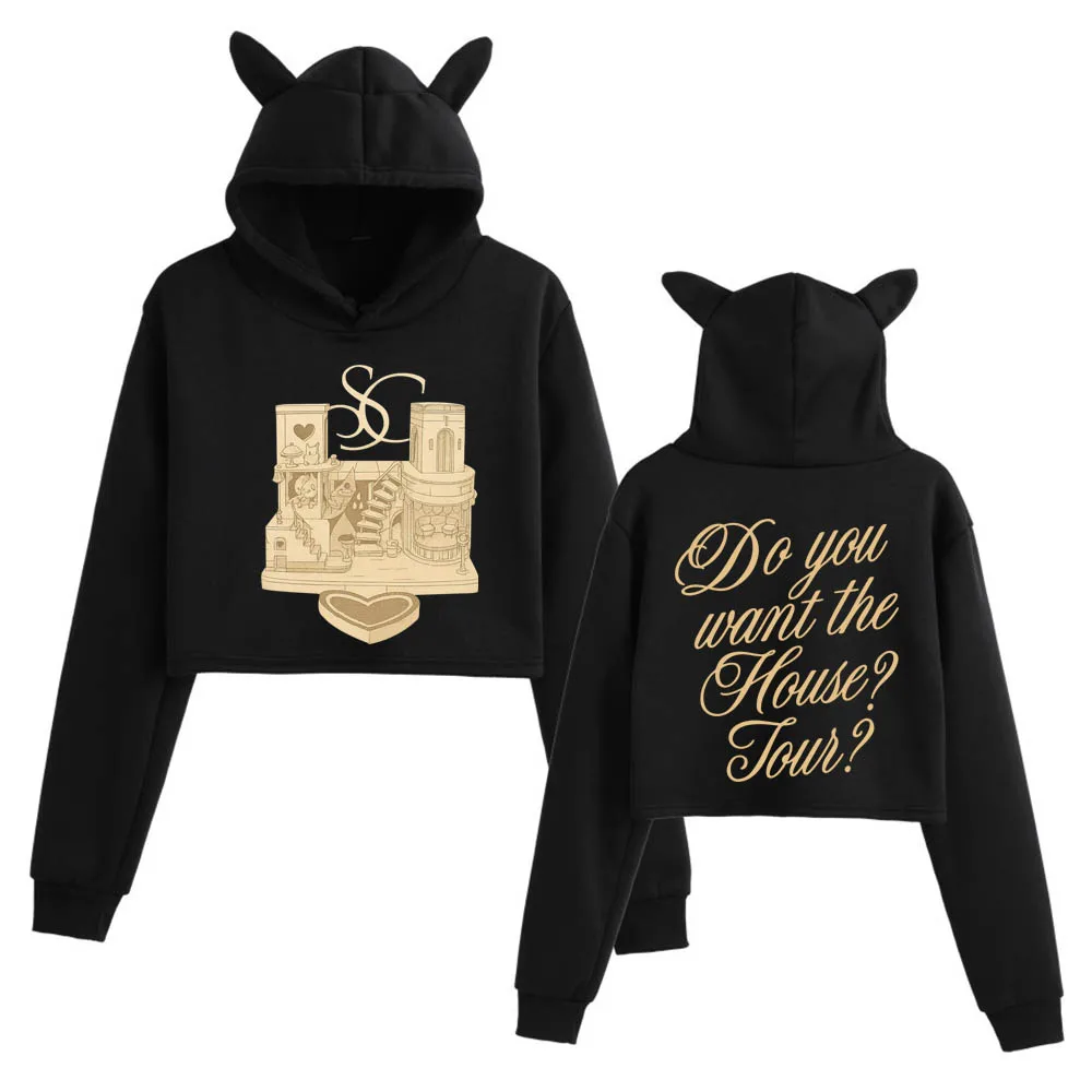 سابرينا كاربنتر هاوس جولة 2025 المحاصيل القمم آذان القط البلوز طويلة الأكمام الفتيات الأزياء هوديي #2