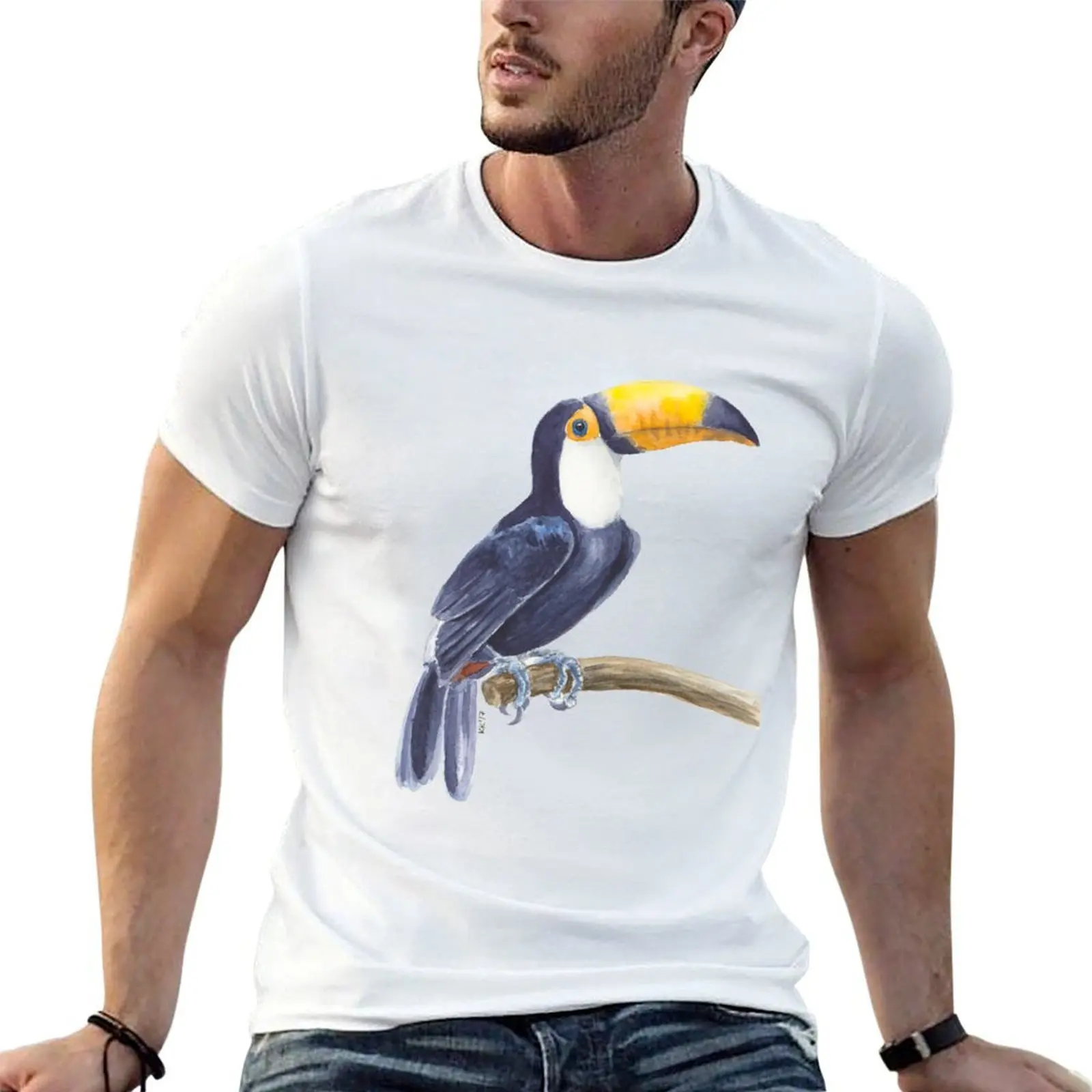 Toucan, tropical bird T-Shirt t shirts for man graphic vintage cotton tshirt 100% t shirt custom print T-shirt
