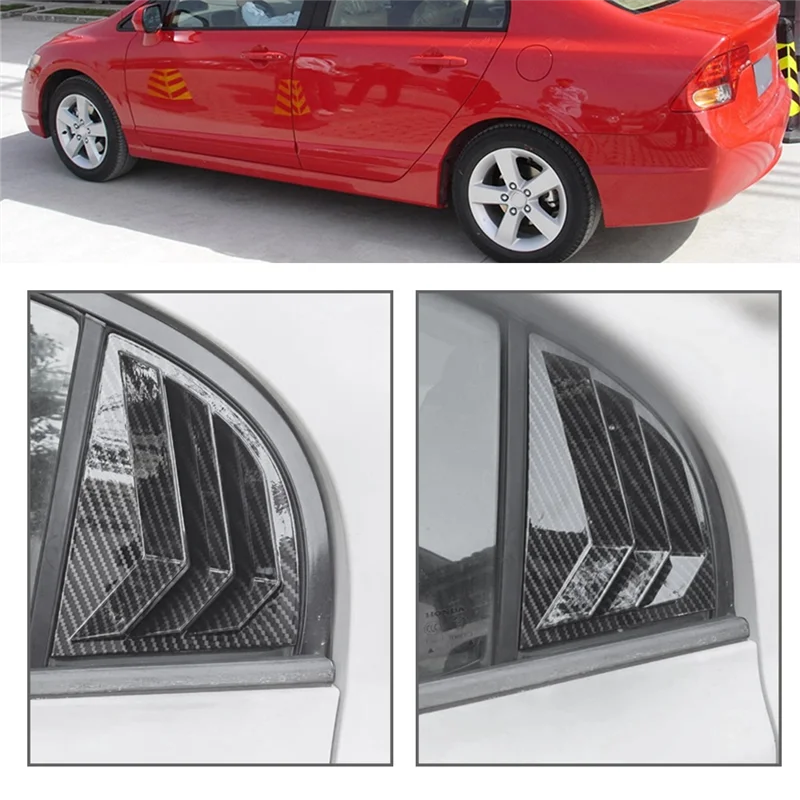 

1Pair Car Rear Window Shutter Cover Trim For Honda Civic Sedan 8Th 2005-2011 Side Louver Trim Panel Vent Sticker-AS55