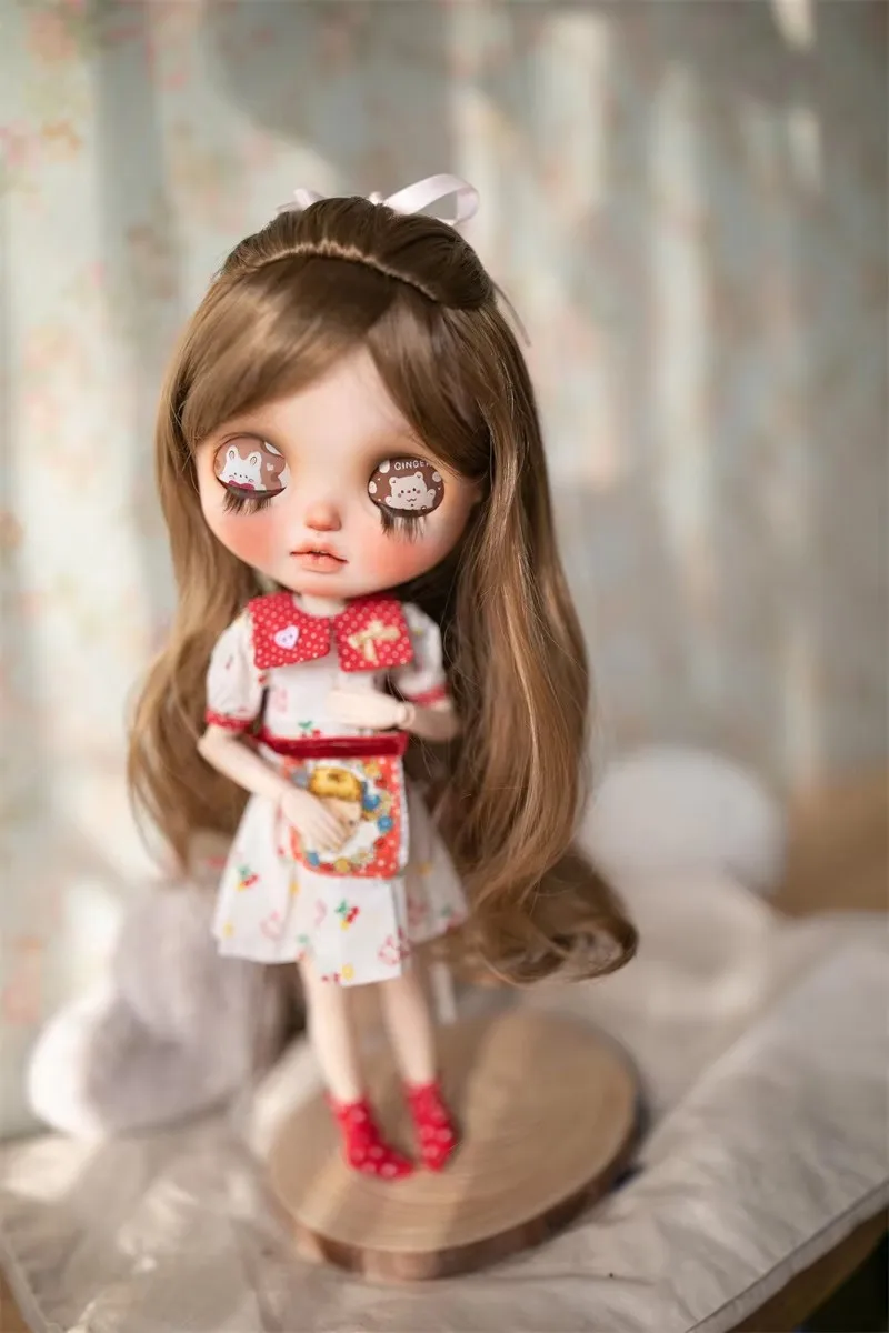 BJD doll wig suitable for Blythe size outer eight bangs big wave curly hair imitation mohair style hair doll accessories