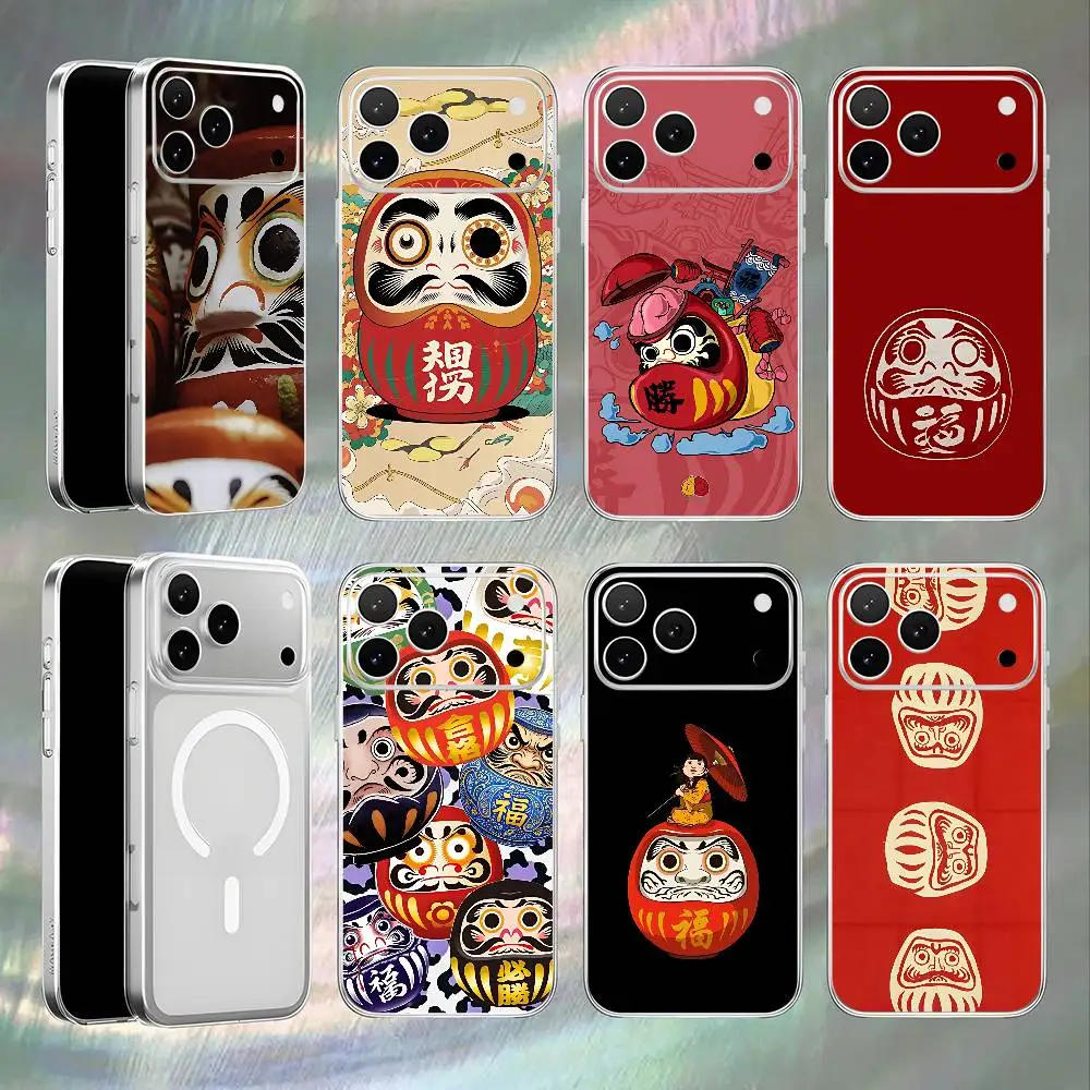 Daruma For iPhone 17,16,15,14,13,12,11,Pro,Max,Plus Transparent White Phone Case Magnetic Wireless Charging