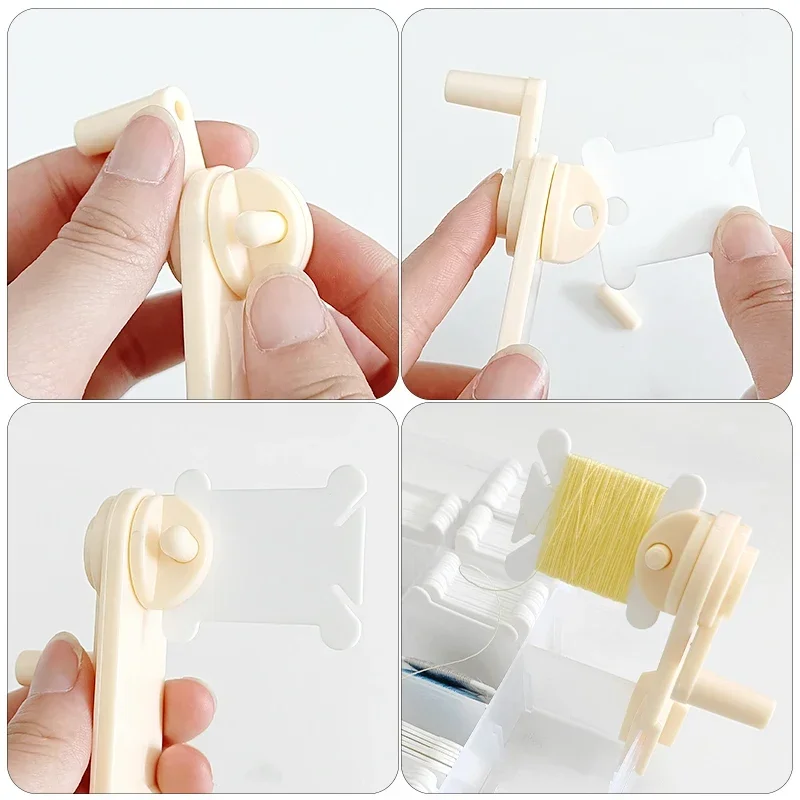 50pcs Plastic Floss Bobbins with 1pc String Winder Bobbin Cross Stitch Card Thread Yarn Holder DIY Embroidery Sewing Accessories