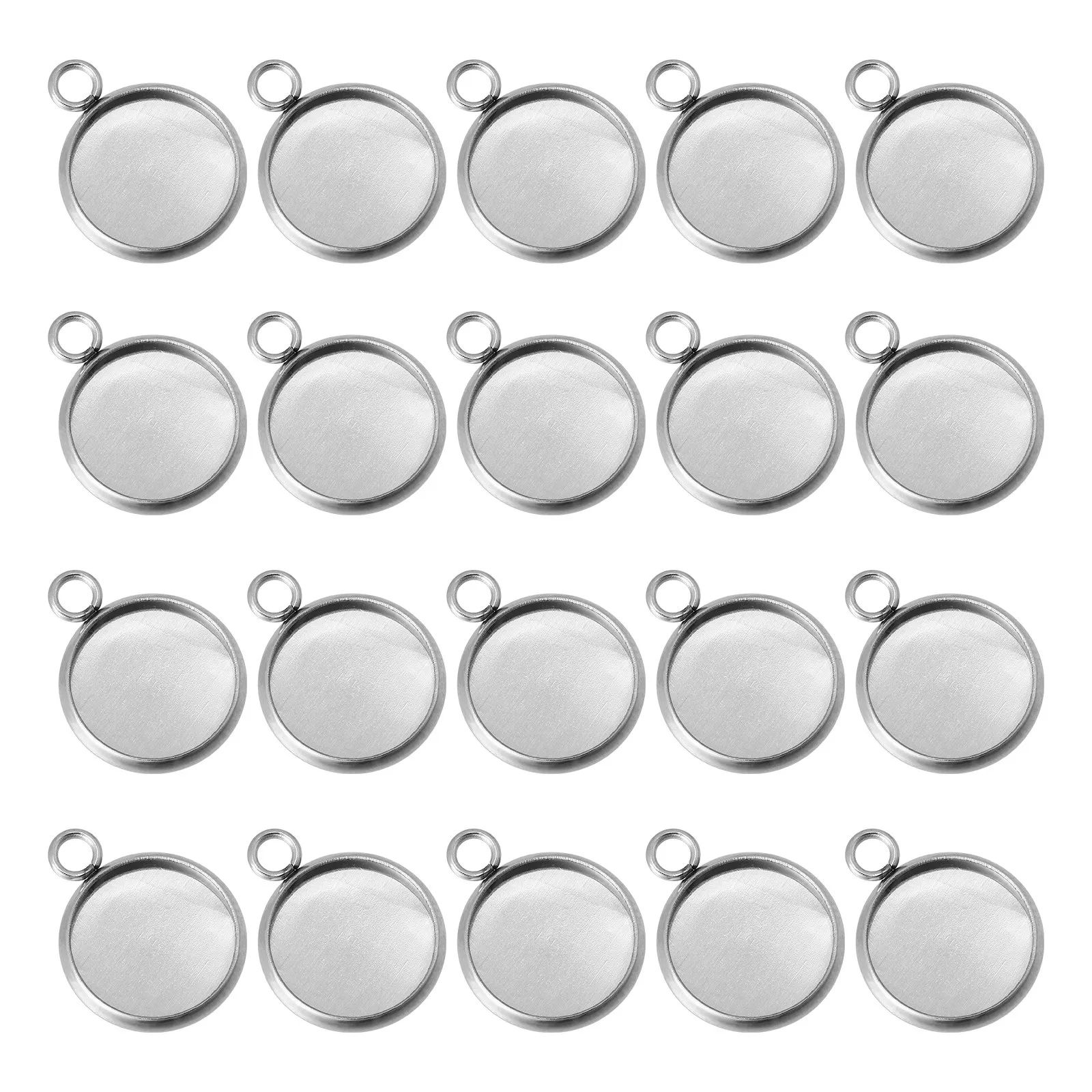 50Pcs Ear Stud Welded Pendant Bezel Creative Round Jewelry Base DIY Necklace Accessories Metal Rustproof Pendant Tray