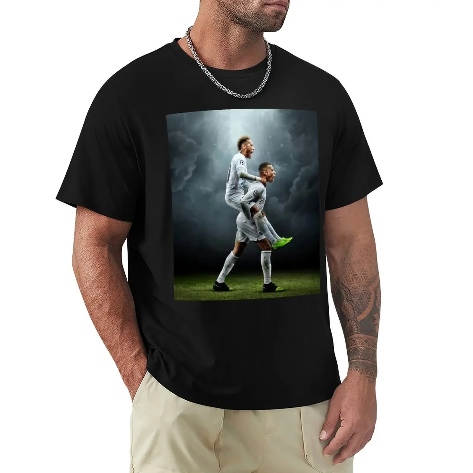 Top Quality Home USA Size  Movement Neymar And Jr Brazil Celebrate Soccer Striker 80 Premium Top Tee