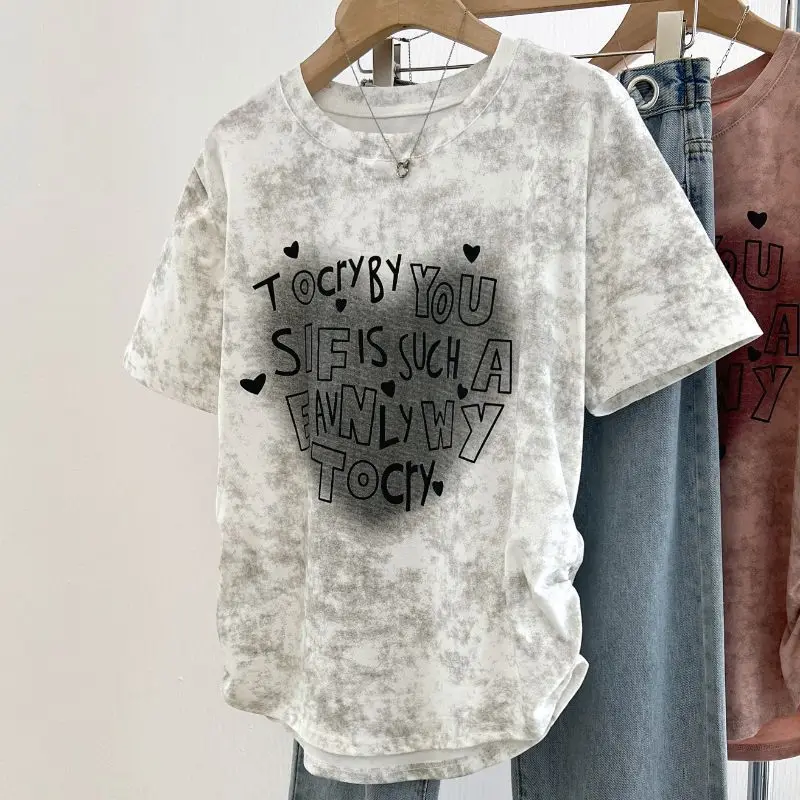 T-shirts à manches courtes pour femmes, décontracté, en coton, confortable, léger, coupe décontractée, surdimensionné, tendance, Streetwear, col rond, esthétique