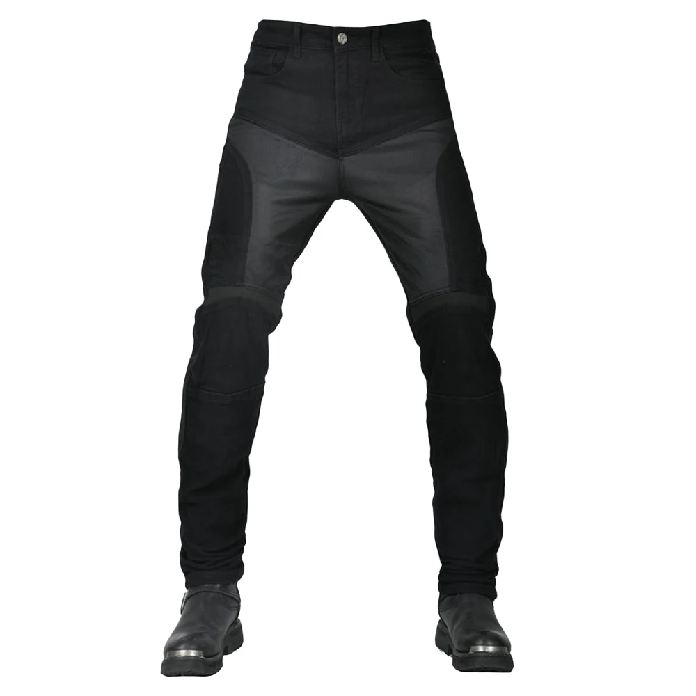 Pantalones de montar en motocicleta para hombre, pantalones de moto de malla de verano, Pantalones vaqueros de carreras de Motocross anticaída, ajuste Delgado Retro negro con 4 X CE