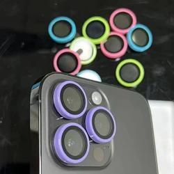 Luminous Camera Protector For iPhone 15 Pro Max 15Plus Full Coverage Metal Ring Glass For iPhone 14Promax 13 12ProMax Lens Cover