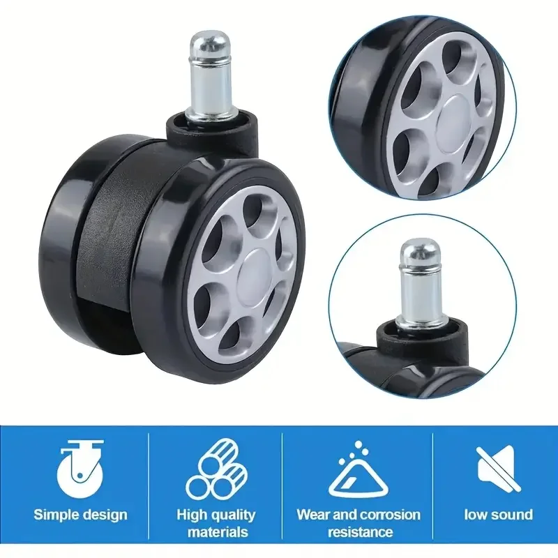 2pcs  Furniture Wheel Office Chair Caster Luggage Replacement Wheel Heavy Duty Swivel Castor With BrakesTrolley Accessories