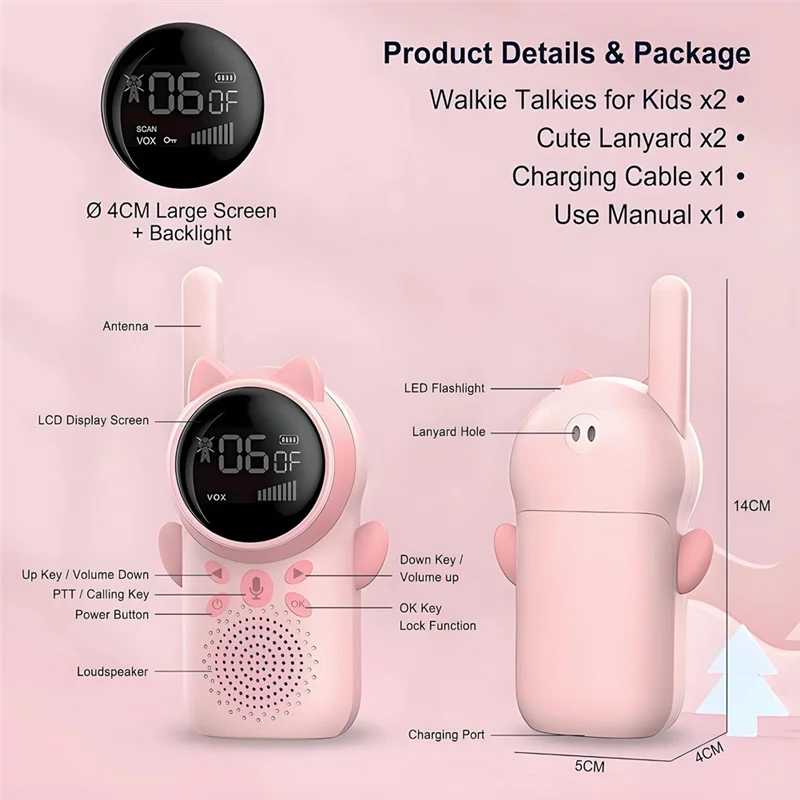 هدايا عيد الميلاد 2 قطعة شاشة LCD أجهزة اتصال لاسلكية للأطفال S 2 طريقة طويلة المدى راديو الهاتف طفل بنين بنات مصباح يدوي-Y44A