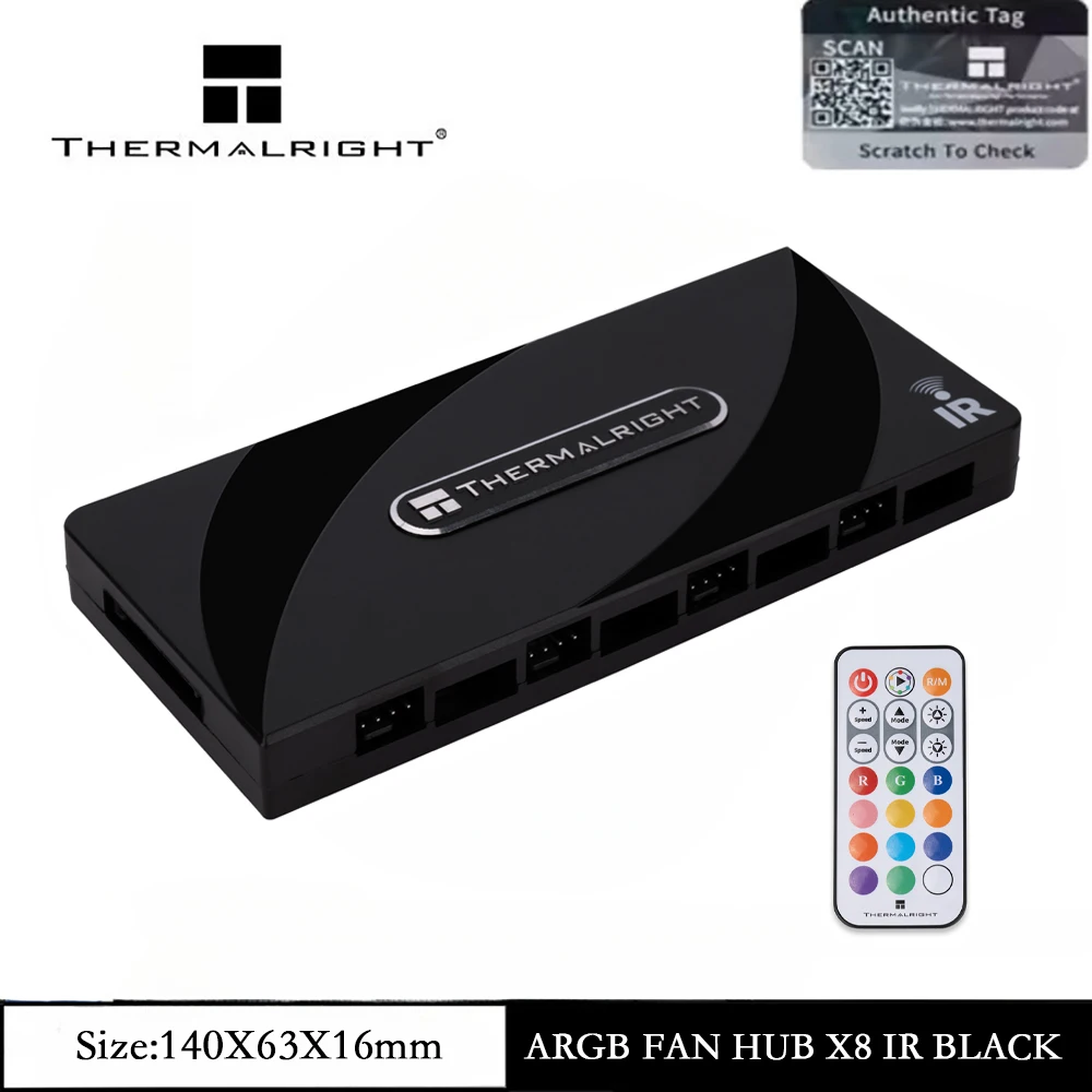 

Thermalright ARGB AND FAN HUB X8 IR Fan PWM HUB X8, Wireless Remote Control/Supports 4 PIN PWM + 3 PIN+5V ARGB 140X64x16mm