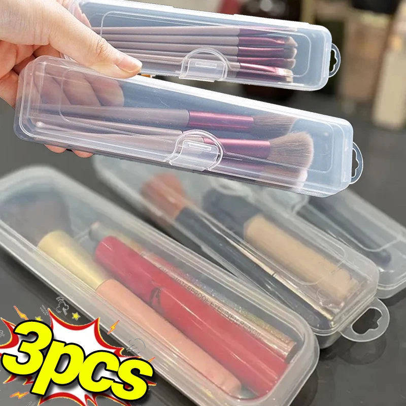 Portable Makeup Brush Organizer Eyebrow Pencil Chopsticks Multi-purpose Transparent with Cover Container Storage Box Accessories