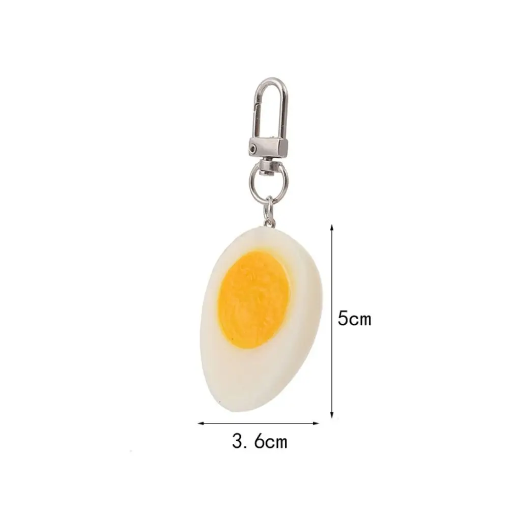 1PC Boiled Egg Key Chain Simulation PVC Bag Pendant Funny Food Model Metal Car Keychain For Women Girl DIY Deco