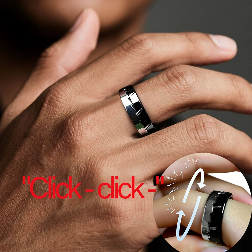 Stainless Steel Mechanical Decompression Ring Show Mechanical Pulsation Throw Away Emo Ring Men's Jewelry Accessory