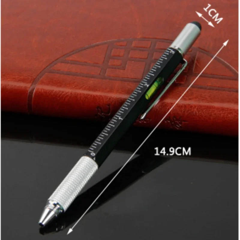 6 in1 Multifunction Ballpoint Pen With Modern Handheld Tool Measure Technical Ruler Screwdriver Touch Screen Stylus Spirit Level