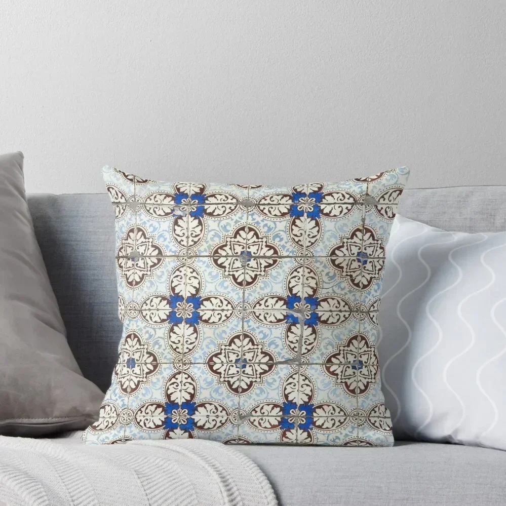 Portuguese tiles. Kaleidoscopic blue and brown pattern Throw Pillow Throw Pillow Covers Cushions Cover Covers For Sofas pillow