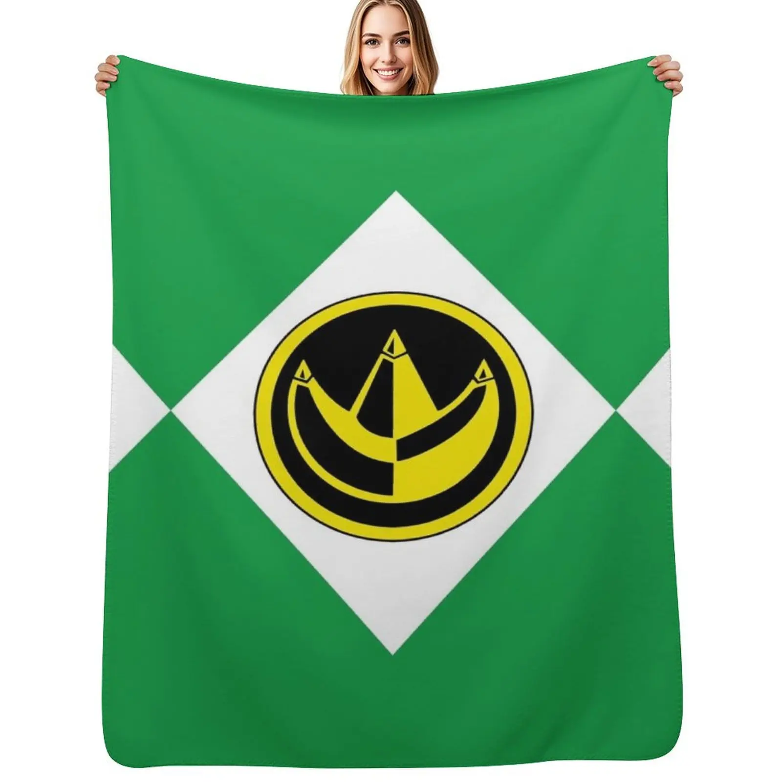 MMPR Green Ranger With Coin Throw Blanket Soft Solid Color Blanket for Couch Bed