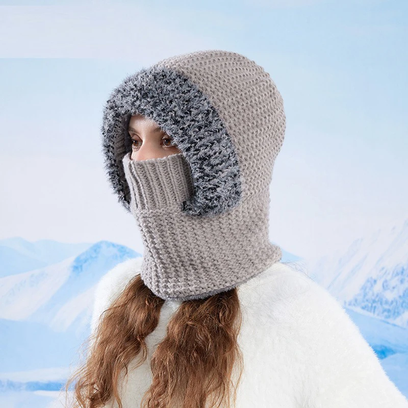 Unisex Thickened Winter Cycling Cap with Integrated Windproof Design Warm Neck Scarf Outdoor Skiing Hat for Men And Women Multip