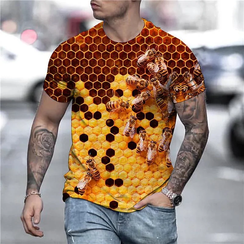 Summer Harajuku 3D Print Bees Honeybee T Shirt Animal Apoidea Graphic T-shirts Men Funny Streetwear Short Sleeves Mens Clothing