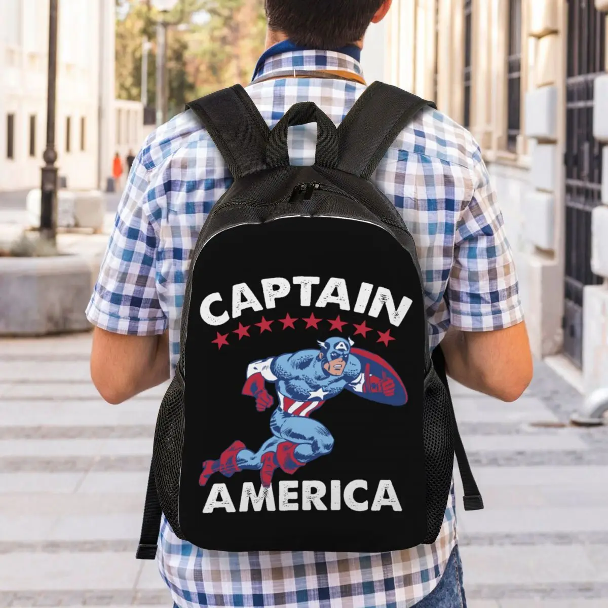 Custom Captain America Americana Backpack for Men Women Waterproof College School Bag Printing Bookbag