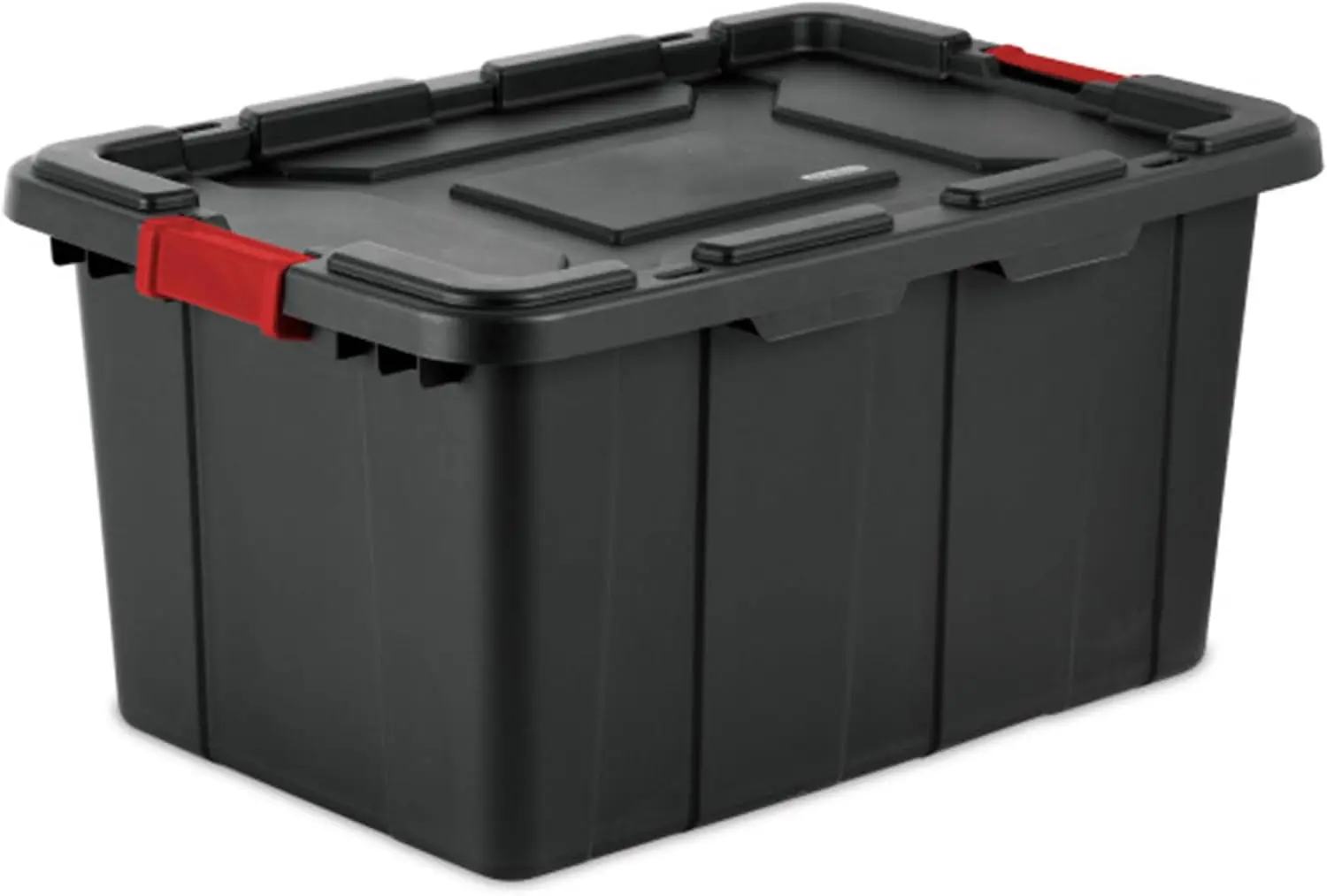 27 Gal Industrial Tote, Stackable Storage Bin with Latching Lid, Plastic Container with Heavy Duty Latches, 12-Pack