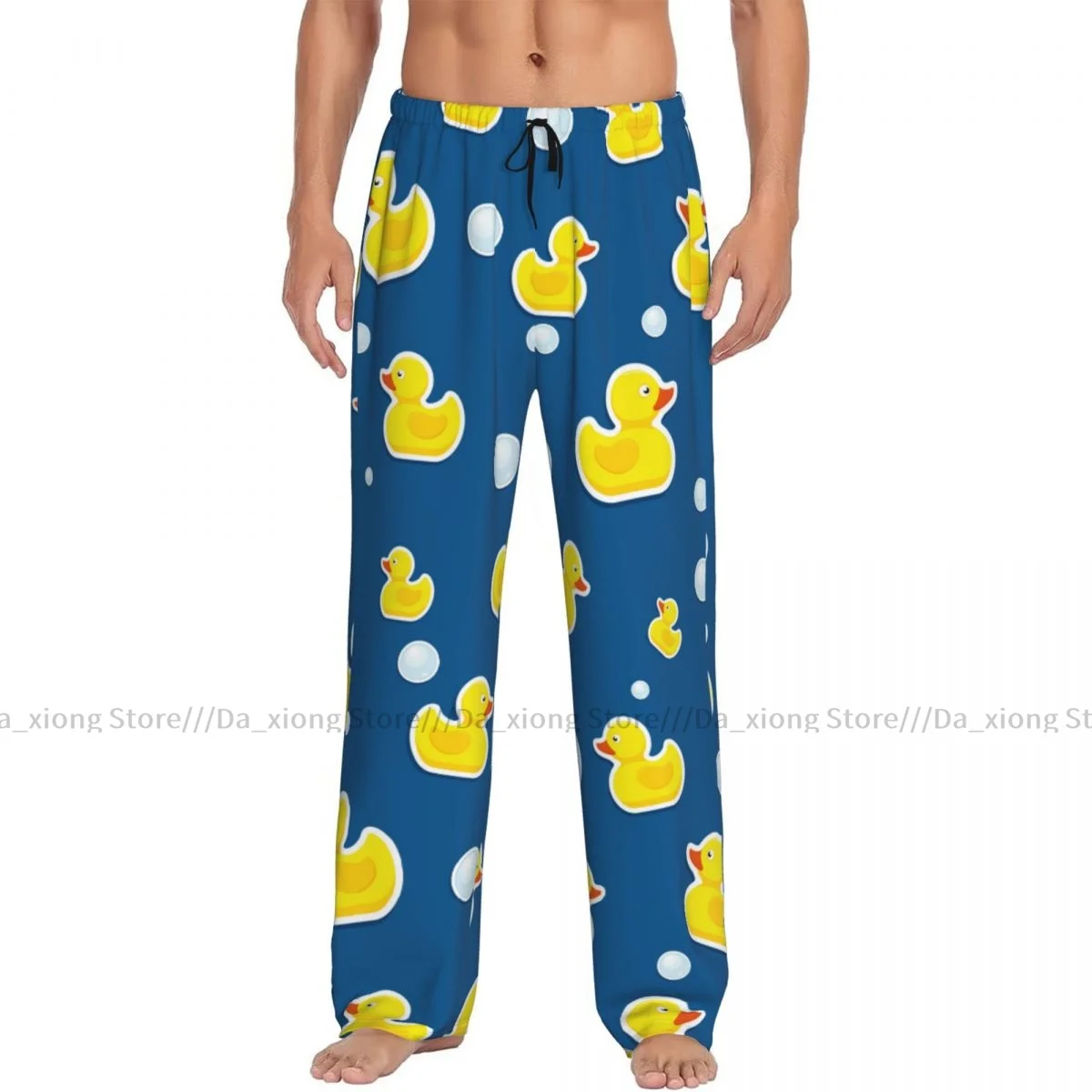 Men's Sleepwear Loose Sleep Pants Pajamas Cute Rubber Duck And Bubbles Long Lounge Bottoms Casual Homewear