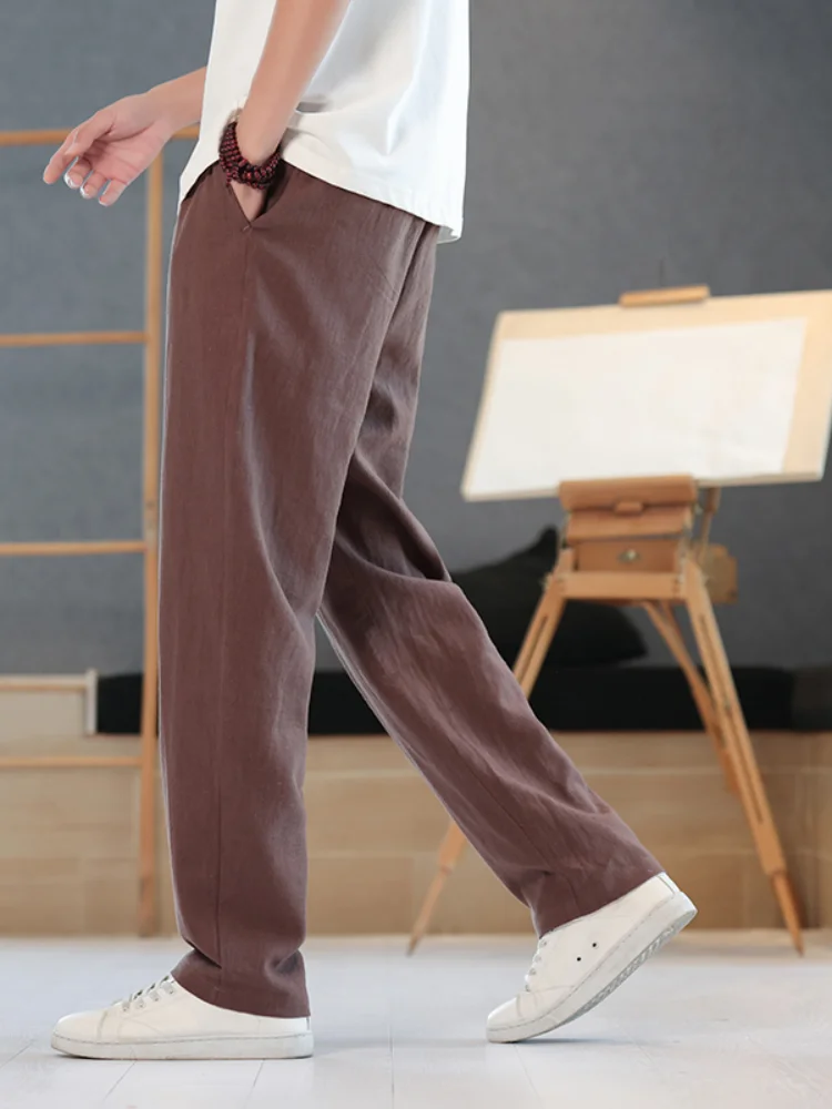 

Мужские высококачественные льняные брюки: летние, тонкие, свободные, прямого кроя, из хлопка и льна, повседневные, длинные, новые, в китайском стиле, молодежные