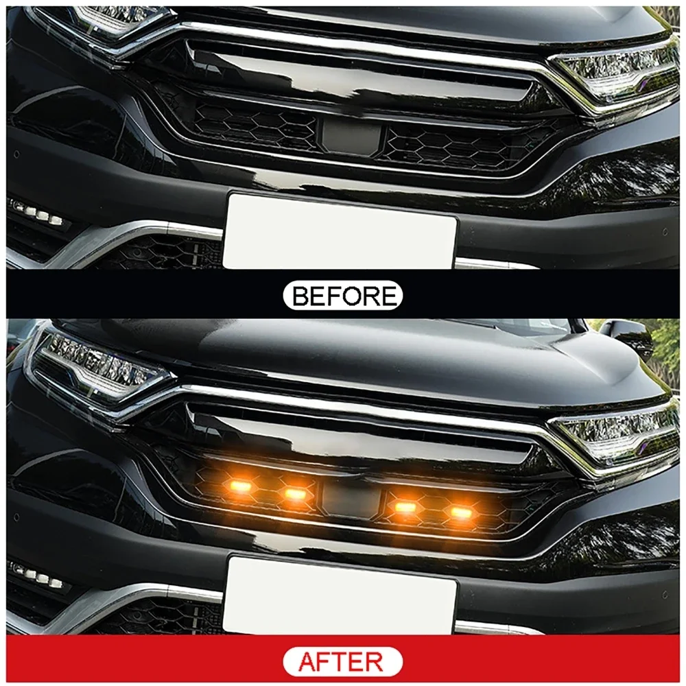 For Honda CRV 2017-2022 Front Grille LED Light Driving Signal Lamp Running Warning Light with Wire Harness (Only for OEM Grille)
