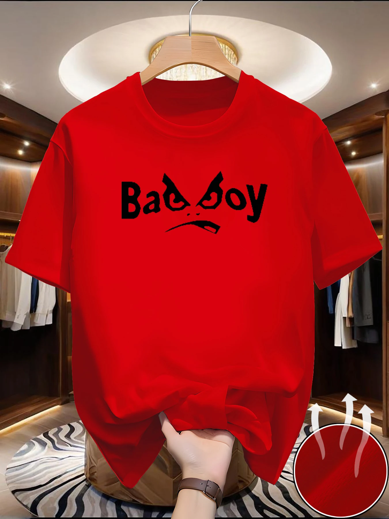 Summer men's casual loose plus letter printed round neck short sleeved T-shirt top, high street unisex style