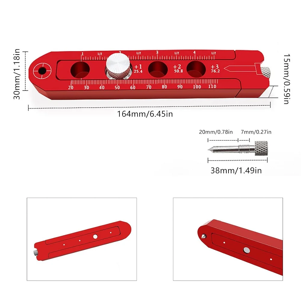 Woodworking Aluminum Alloy Circular Drawing Tool,Fixed-Point Marking Gauge Woodworking Compass Scribe,Metric/British