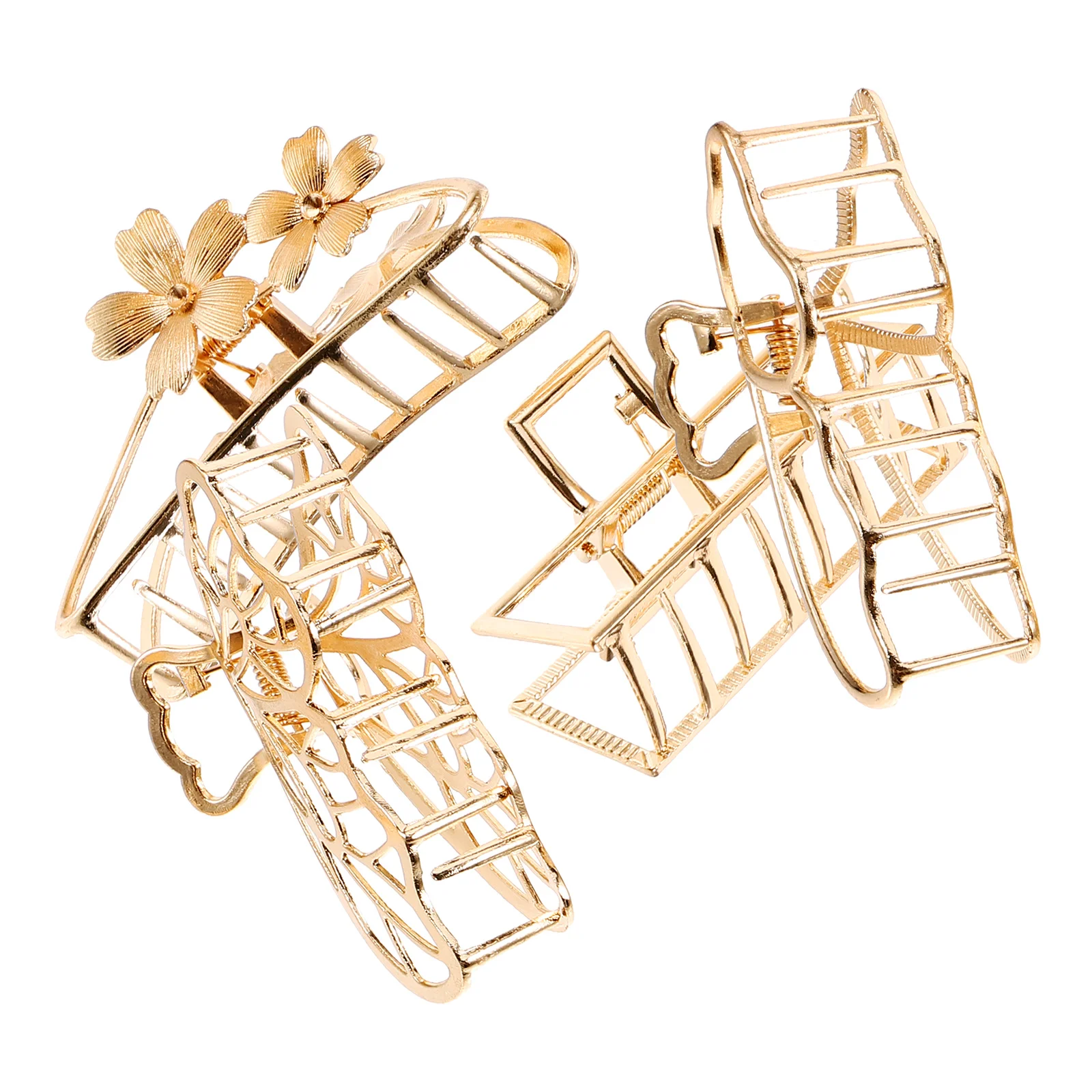 

4Pcs Alloy Clips Hair Clips Accessories Women Hollow Durable Metal Hairpin Square Accessories For Hair Travel Gifts