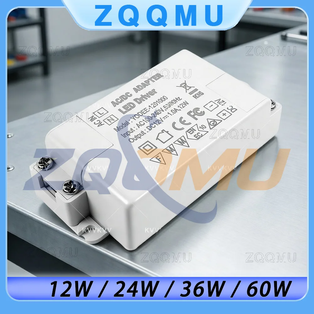 

Драйвер для светодиодов AC 100V-240V, 12W 24W 36W 60W, блок питания DC12V, трансформатор для DIY-проектов светодиодных лент с постоянным напряжением