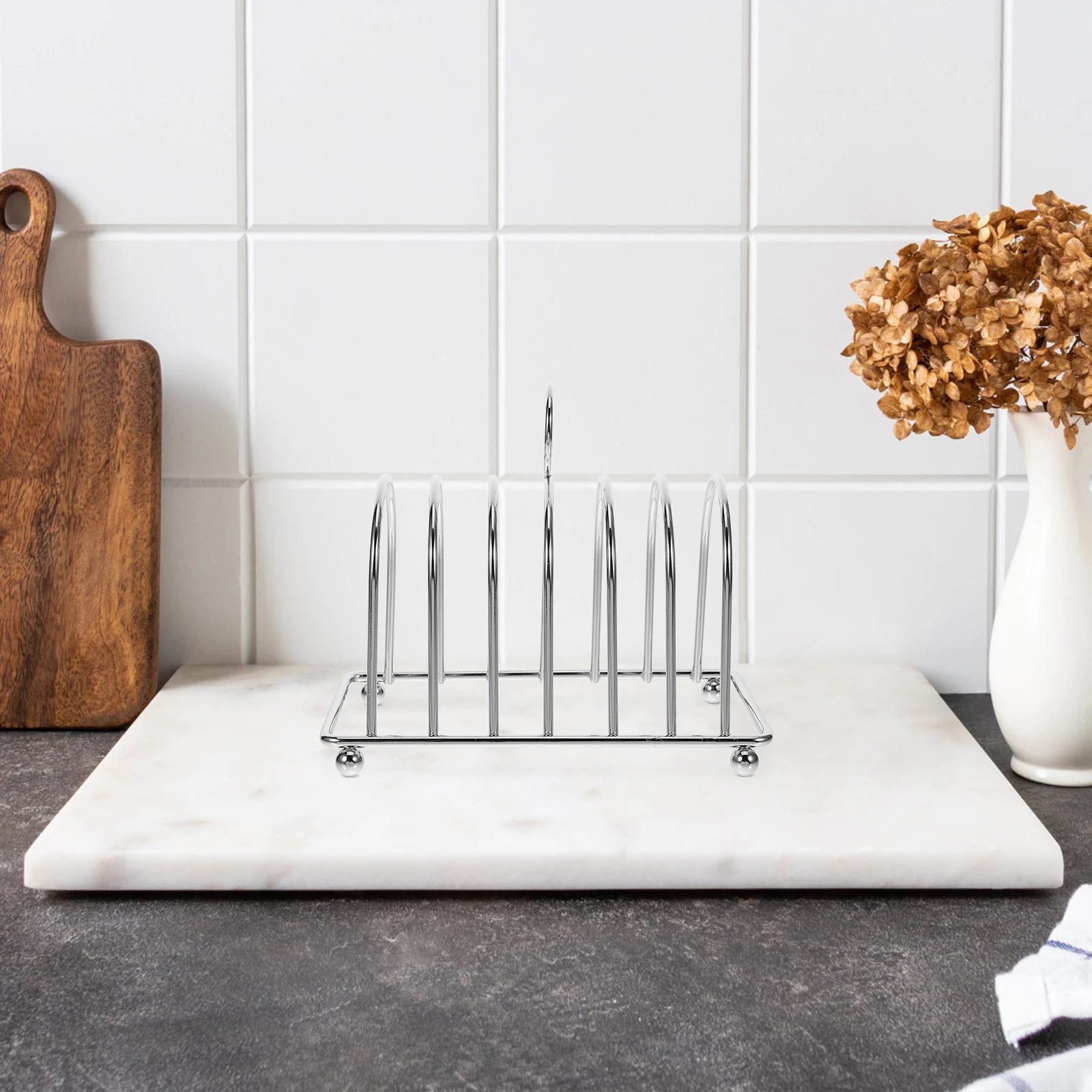 

Bread Rack Desktop Toast Set Slice Metal Toaster Holder Iron Plating Display Household Tool