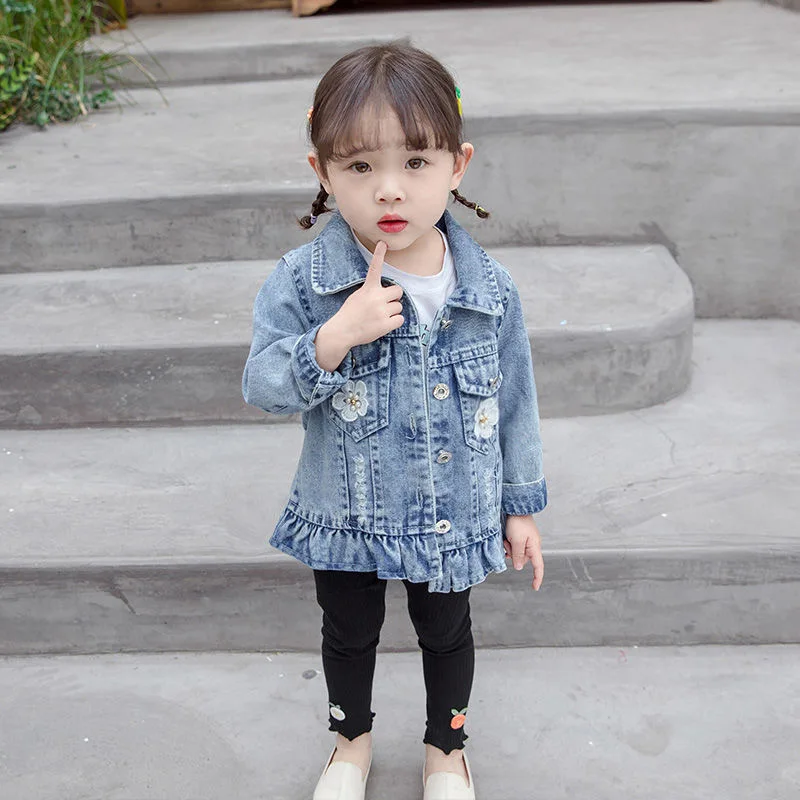 2024 Baby Girls Denim Jacket Spring Cardigan Coat For Kids Sweet Little Girl Princess Outwear Children Clothing Birthday Present