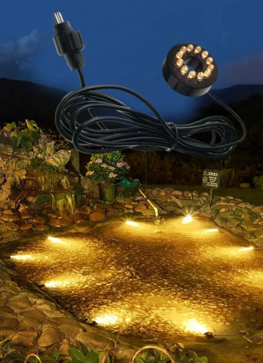 12V Unterwasser-Lichtring mit 12 LEDs für Pumpen, Tauchbrunnen, Teich, Garten – Detail 2