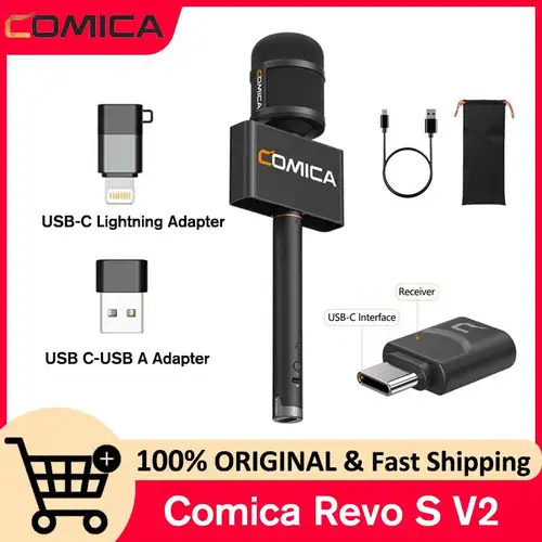 Imagen 1 del producto Micrófono Inalámbrico Comica Revo S V2 para Entrevistas, Compatible con Smartphones, Windows, Mac OS, con Patrón Polar Cardioide y Reducción de Ruido, para Exteriores