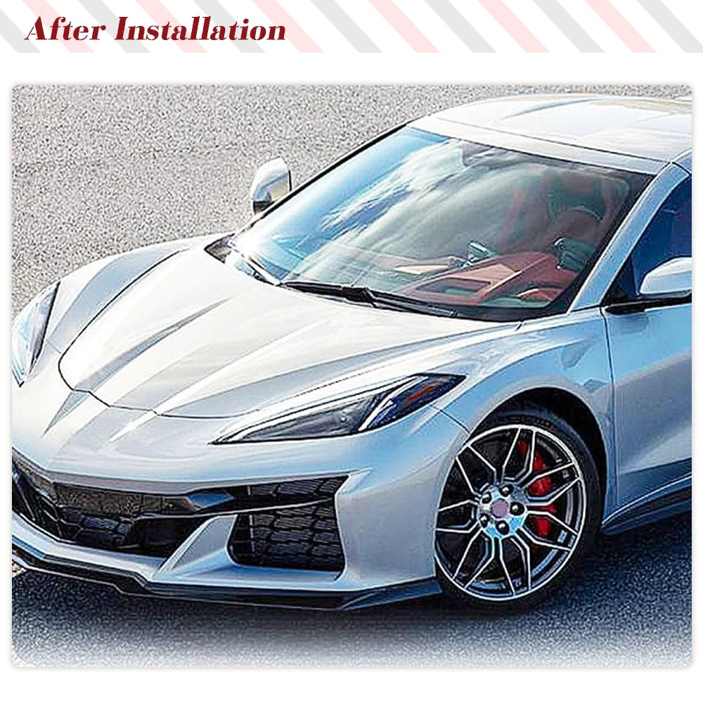 Car Front Canards Splitters  Spoiler For Chevrolet C8 Corvette 2023 Z06 Carbon Fiber Car Front Fins Canards Car Body Kits