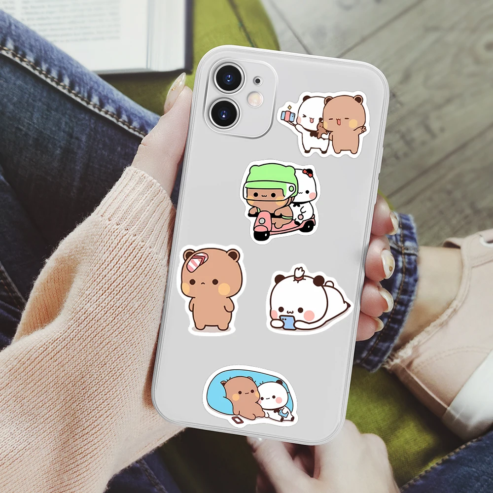 Kawaii Bubu and Dudu Stickers Cute Bear Couple DIY Kids Toy Gifts Decorative Decal for Phone Laptop Bottles Scrapbook Waterproof