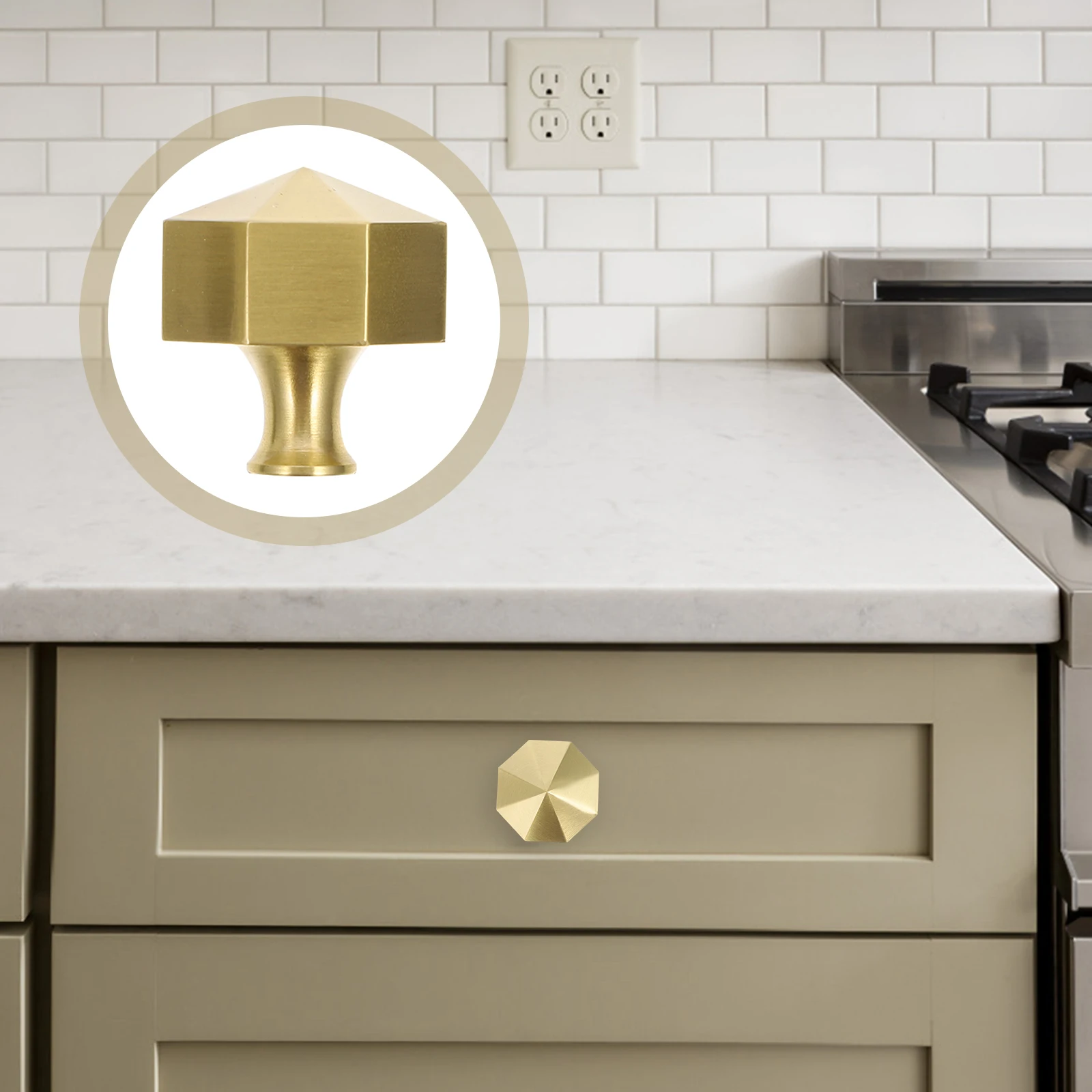 

Brass Doorknob Copper Handle Cabinet Hardware Octagon Drawer Pulls Furniture Wardrobe Knob Closet Handles Bright Durable