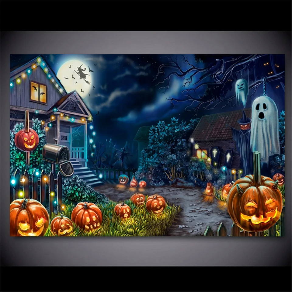 Diamond Embroidery Halloween themed Game Landscape Mosaic Handmade Diamond Painting Cross Stitch Halloween Party Home Decor