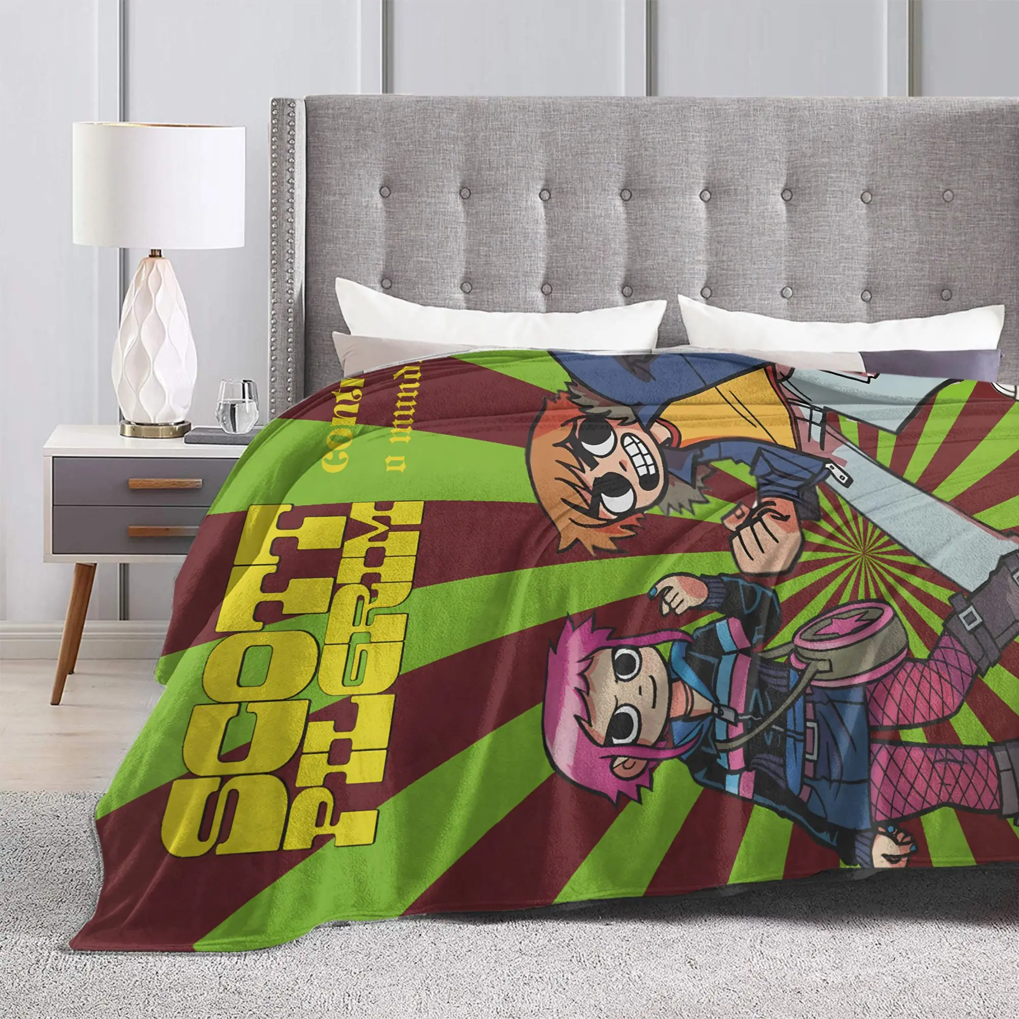 Super Warm BlanketBoy Girl Picnic Scott Pilgrim Retro Poster Throw Blanket For Couch Chair Sofa Bed Novelty Sofa Bed Cover