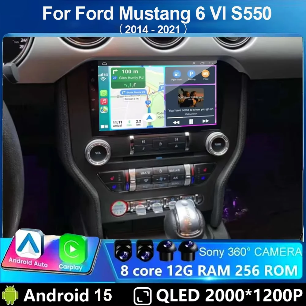 

Android 15 9-дюймовый автомобильный радиоприемник для Ford Mustang 6 VI S550 2014-2021 Auto Carplay Мультимедийный видеоплеер Навигация GPS 4G WIFI GPS
