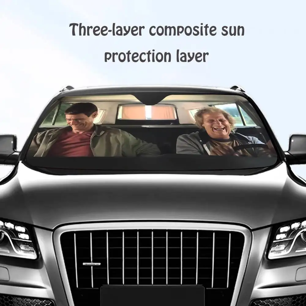 

D-Dumb And Dumber Car SunShade Windshield Sun Shade Personalized Picture Block UV Rays Visor Protector