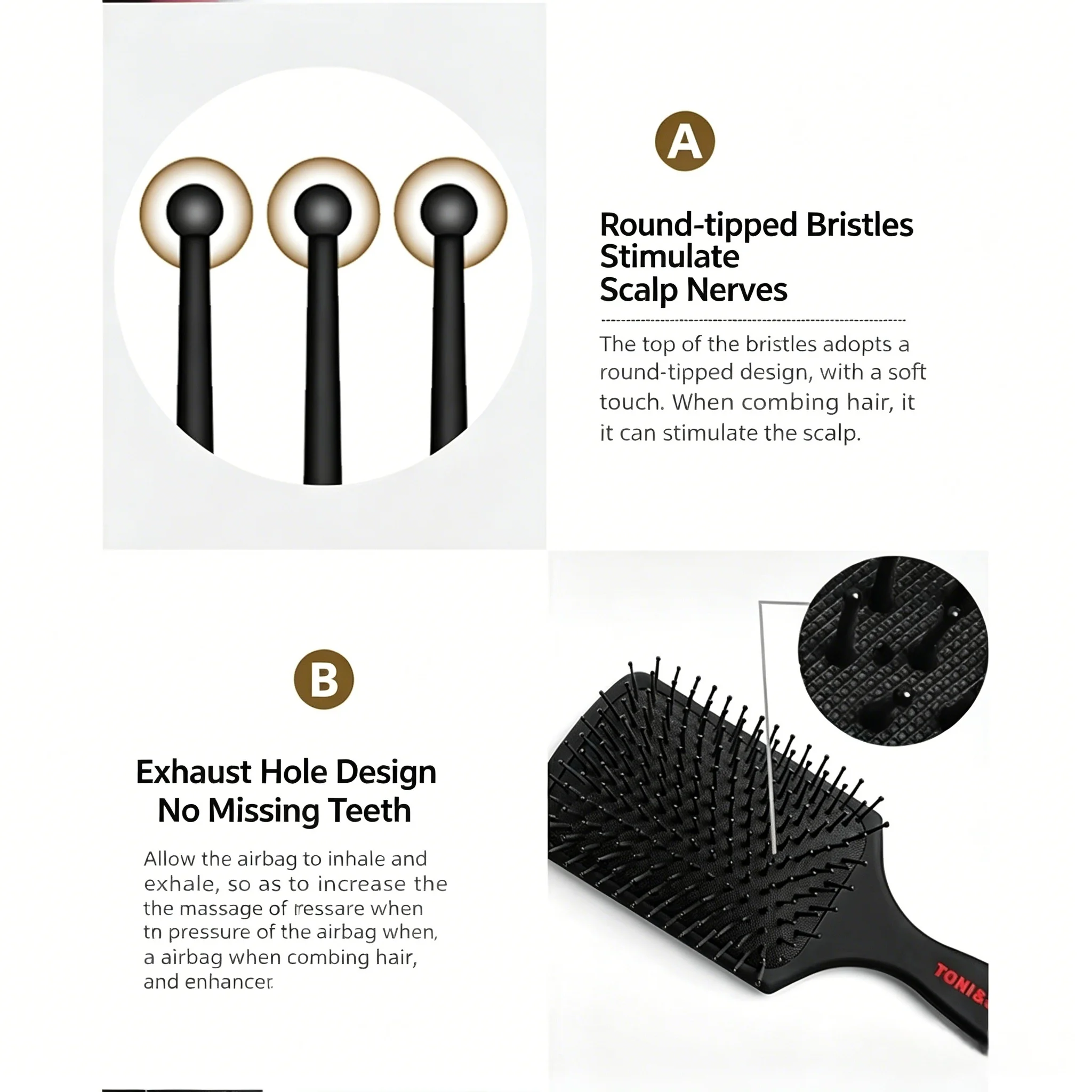 Professional Air Cushion Hair Brush, Anti‑Static Massage Hairdressing Comb, Salon Home DIY Curly Hair Styling Tool