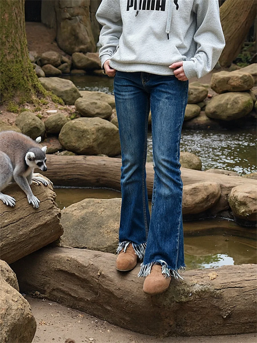 

Skinny Slim Blue Jeans Womens Gothic Dark Ripped Hole Denim Straight Style Lady Trouser Punk Aesthetic Vintage Casual Distressed