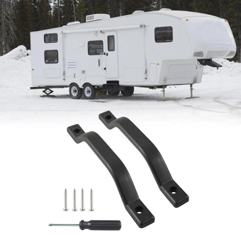 

Easy Installation Door Handle for Trailer Black RVs Grab Assist Handle 9.6In Exterior Assist Handle Replacement Grab Bar H9EE