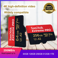 SanDisk Micro SD Card Memory Card 32GB 64GB 128GB 256GB MicroSD Max 200MB/s Extreme PRO microSDXC UHS-I TF Flash Card for Phone