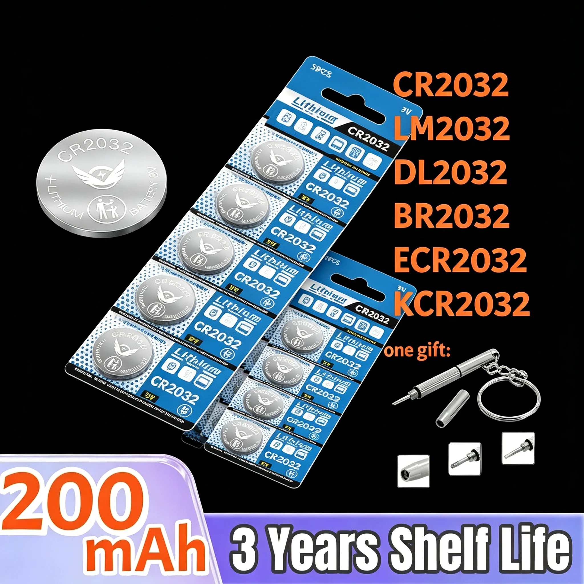 

durable 5-100PCS CR2032 Lithium Button Battery BR2032 ECR2032 LM2032 3V Coin Cell Watch Batteries For Toy Clock Remote Control