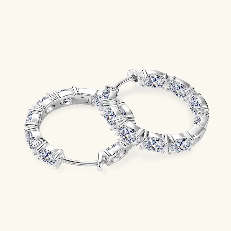 IOGOU 3x5mm Oval Cut Moissanite Diamond Hoop Earrings for Women 925 Sterling Silver D2.70CT Row Earrings Luxury Jewelry 2025 New view 3