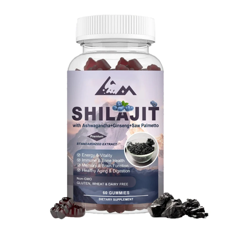 Pure Shilajit supplement gummies, high-efficiency pure Himalayan resin provides energy, immune support, and cognitive function