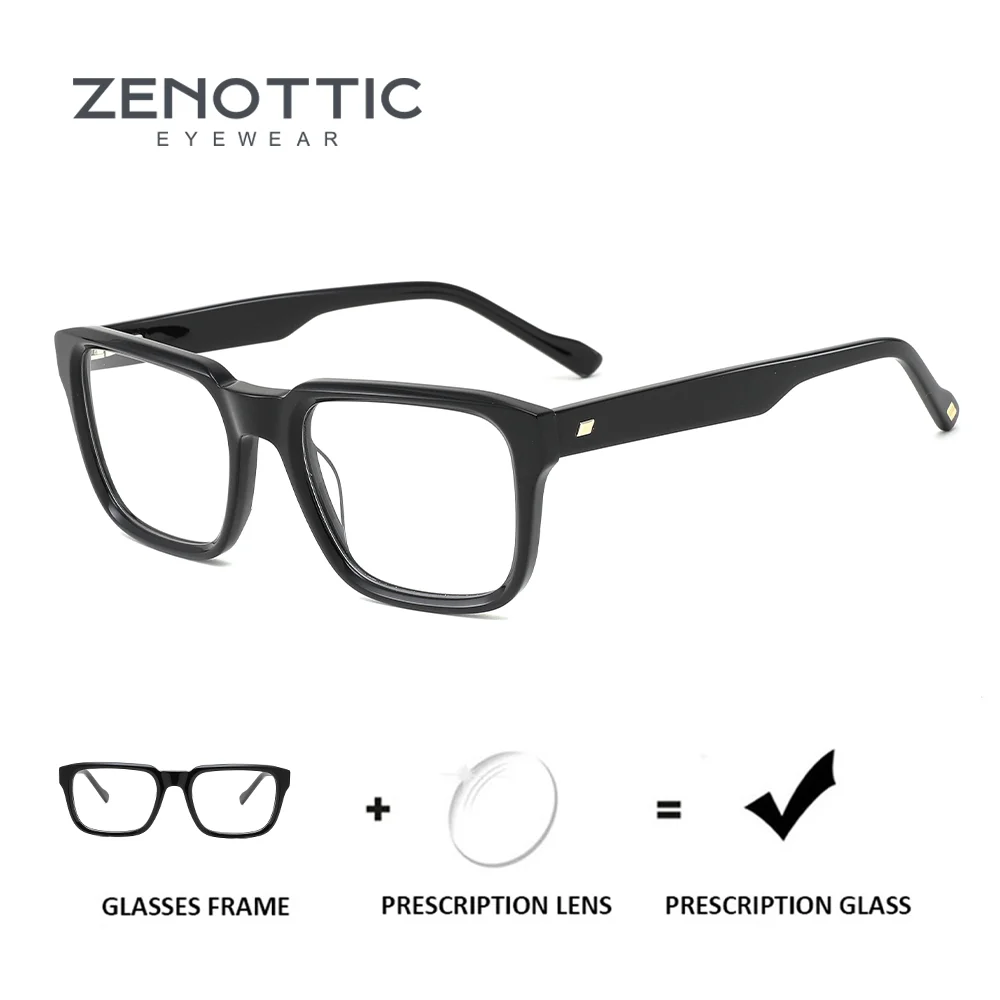

ZENOTTIC Fashion Acetate Rectangle Prescription Glasses For Unisex Trend Photochromic/Progressive Optical Eyeglasses
